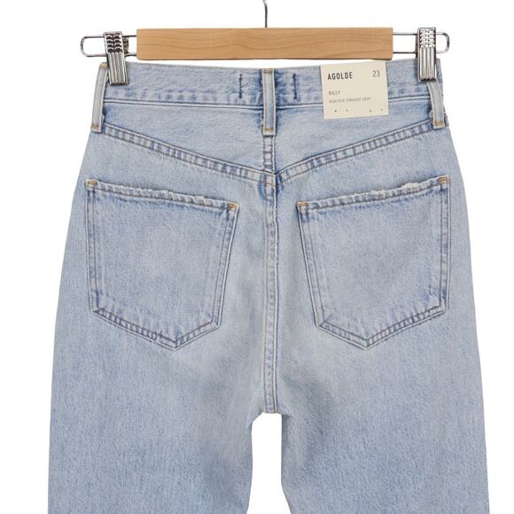 NWT Agolde Riley High-Rise Straight Crop Jeans In Shatter Light Wash Size 23 - Picture 4 of 8